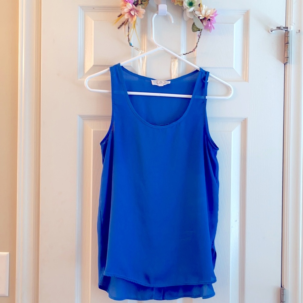 Pink Rose brand sheer blue tank top